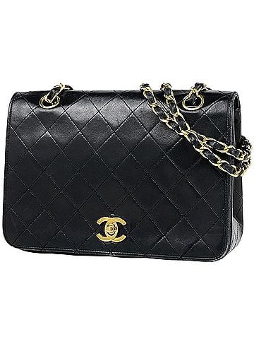 Chanel Chanel Matelassé Single Flap Chain Shoulder Bag, Coco Mark, Leather, Black, Women's (view 1)