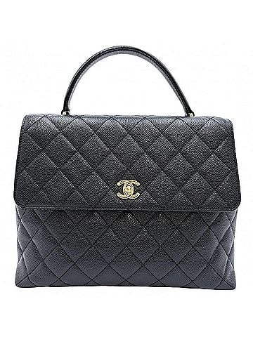 Chanel Chanel Women's Matelassé Handbag, Coco Mark, Turnlock, Top Handle, CHANEL A12397, Caviar Leather, Black, Gold Hardware (view 1)