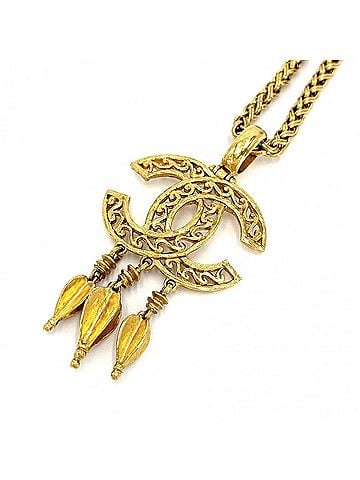 Chanel Chanel Women's Necklace, Coco Mark Long Swing Accessory, Vintage Pendant, CHANEL GP 95A Gold, Approx. 82.8g, 1995 (view 1)