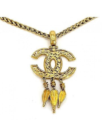 Chanel Chanel Women's Necklace, Coco Mark Long Swing Accessory, Vintage Pendant, CHANEL GP 95A Gold, Approx. 82.8g, 1995 (view 2)