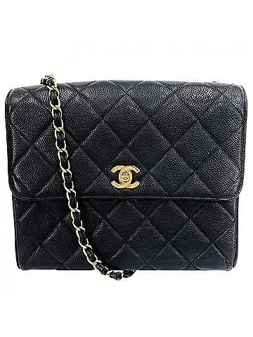 Chanel Chanel Women's Matelassé Chain Shoulder Bag, Square Shape, Crossbody, Coco Mark, Turnlock, Caviar Leather, Black, Gold Hardware (view 1)
