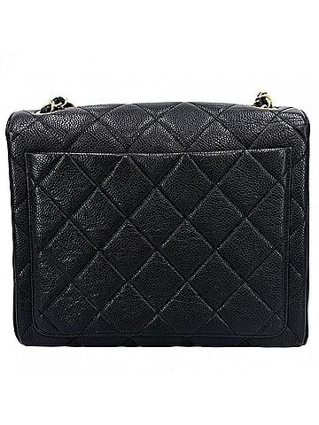 Chanel Chanel Women's Matelassé Chain Shoulder Bag, Square Shape, Crossbody, Coco Mark, Turnlock, Caviar Leather, Black, Gold Hardware (view 2)