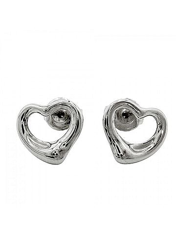 Tiffany & Co. Tiffany &amp; Co. Women's Elsa Peretti Open Heart Stud Earrings, Jewelry, Accessories, Pt950 Platinum, Approx. 3.7g (view 1)