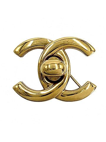Chanel Chanel Brooch for Women, Coco Mark, Turnlock Design, Accessory, CHANEL GP 96P Gold, Approx. 12.2g, 1996 (view 1)