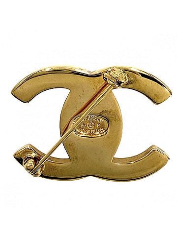 Chanel Chanel Brooch for Women, Coco Mark, Turnlock Design, Accessory, CHANEL GP 96P Gold, Approx. 12.2g, 1996 (view 2)