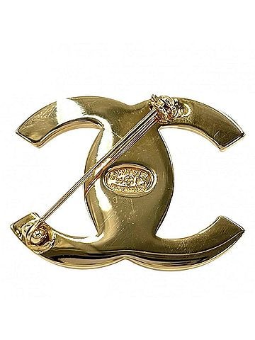 Chanel Chanel Brooch for Women, Coco Mark, Turnlock Design, Accessory, CHANEL GP 96P Gold, Approx. 16.8g, 1996 (view 2)