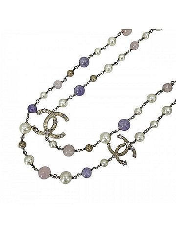 Chanel Chanel Women's Star Coco Mark Long Necklace Accessory CHANEL GP Faux Pearl Rhinestone B12P Gold Multicolor Approx. 115.0g 2012 (view 1)
