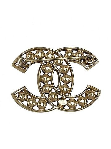 Chanel Chanel Brooch for Women, Coco Mark, Accessory, CHANEL GP, Faux Pearl, A16B, White/Black, Approx. 27.3g, 2016 (view 2)
