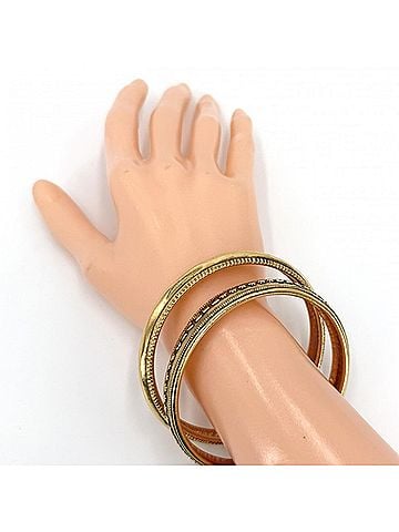 Chanel Chanel Bangle, Women's, Logo, Double Strand, Accessory Bracelet, Vintage, CHANEL GP Gold, Approx. 62.2g (total) (view 2)
