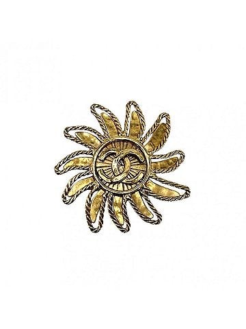 Chanel Chanel Brooch for Women, Sun Motif, Coco Mark, Accessory, CHANEL GP 94A Gold, Approx. 25.3g, 1994 (view 1)