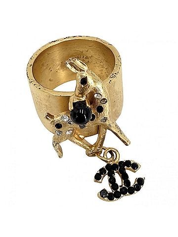 Chanel Chanel ring for women, Coco Mark Bambi design, CHANEL GP rhinestone, approx. 01A, 12.5g, 2001. (view 1)