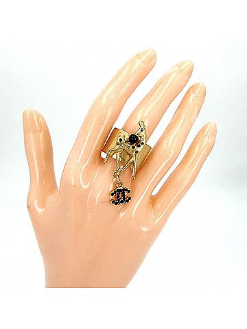 Chanel Chanel ring for women, Coco Mark Bambi design, CHANEL GP rhinestone, approx. 01A, 12.5g, 2001. (view 2)
