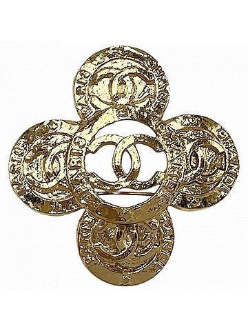 Chanel Chanel Brooch for Women, Coco Mark, Vintage Accessory, CHANEL GP 28 Gold, Approx. 14.8g, 1993 (view 1)