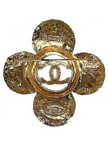 Chanel Chanel Brooch for Women, Coco Mark, Vintage Accessory, CHANEL GP 28 Gold, Approx. 14.8g, 1993 (view 2)