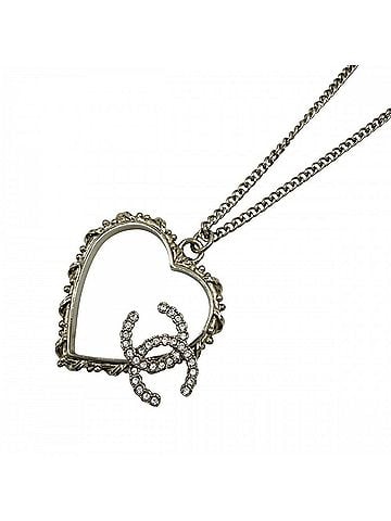 Chanel Chanel Necklace for Women, Coco Mark Heart Pendant, Adjustable Chain, CHANEL GP Rhinestone, B25P Gold, Approx. 22.4g, 2025 Model (view 1)