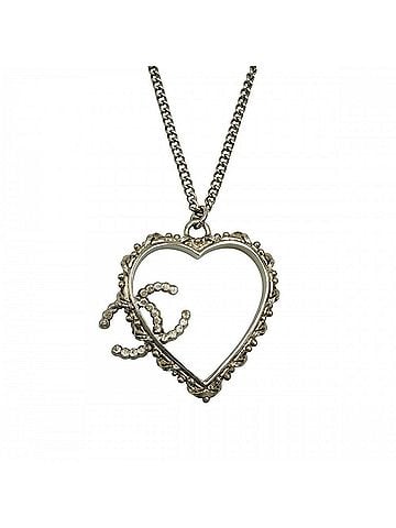 Chanel Chanel Necklace for Women, Coco Mark Heart Pendant, Adjustable Chain, CHANEL GP Rhinestone, B25P Gold, Approx. 22.4g, 2025 Model (view 2)