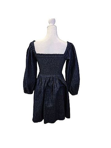 J.Crew Smocked Puff Sleeve Chambray Mini Dress Casual Dress (view 2)
