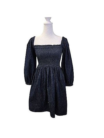 J.Crew Smocked Puff Sleeve Chambray Mini Dress Casual Dress (view 1)
