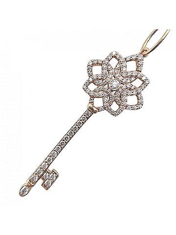 Tiffany & Co. Tiffany &amp; Co. Women's Necklace, Woven Key Pendant, 18K Pink Gold (Au750), Diamond, Approx. 4.5g (view 1)