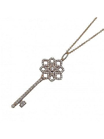 Tiffany & Co. Tiffany &amp; Co. Women's Necklace, Woven Key Pendant, 18K Pink Gold (Au750), Diamond, Approx. 4.5g (view 2)