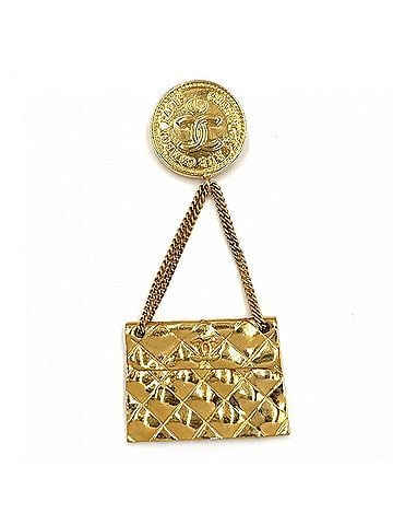 Chanel Chanel Brooch for Women, Matelassé Bag Motif, Swing, Coco Mark, Vintage Accessory, CHANEL GP 26 Gold, Approx. 19.6g, 1991 (view 1)