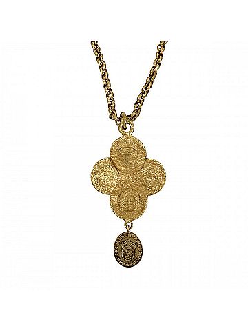 Chanel Chanel Women's Long Necklace Pendant Vintage Accessory CHANEL GP Colored Stone Faux Pearl Size 28 White Green Approx. 122.3g 1993 (view 2)