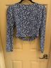 Privacy Please Polka Dots Blue White Long Sleeve Blouse Size S - photo 3