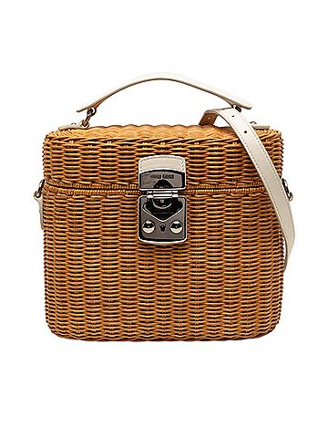 Miu Miu Wicker Top Handle Bag (view 1)