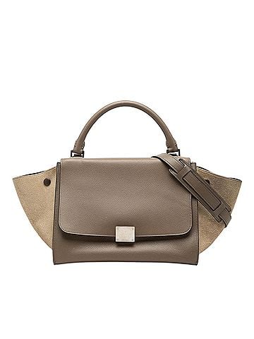 Céline Small Bicolor Calfskin and Suede Trapeze Satchel (view 1)