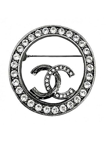 Chanel Chanel Brooch for Women, Round, Coco Mark, Accessory, CHANEL, Rhinestone, C21K, Approx. 16.7g, 2021 (view 1)