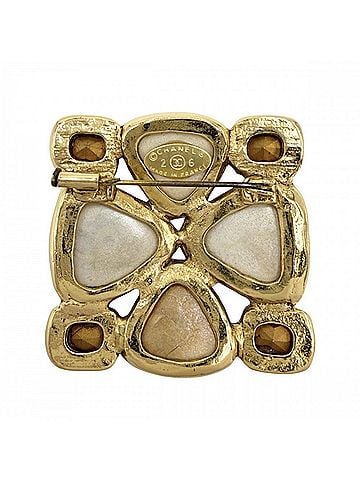 Chanel Chanel Brooch for Women, Coco Mark, Accessory, CHANEL GP Rhinestone, Faux Pearl, Size 26, Gold, Approx. 35.5g, 1991 (view 2)
