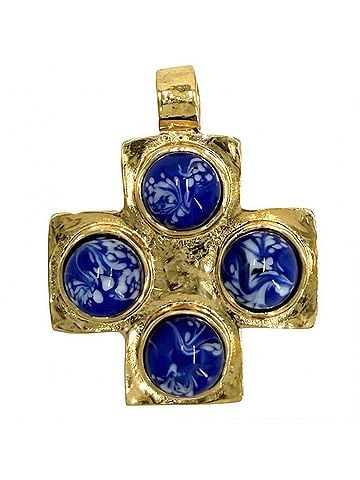 Chanel Chanel pendant top for women, CHANEL GP colored stone, gold, blue, approximately 9.1g. (view 1)