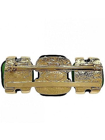 Chanel Chanel Brooch for Women, Gripoix Coco Mark, Accessory, CHANEL GP, Colored Stone 94P Green, Gold, Approx. 39.5g, 1994 (view 2)