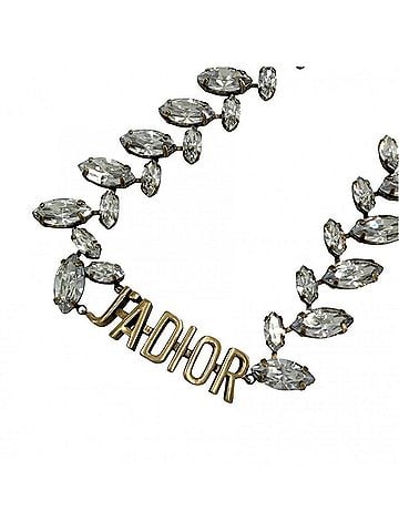 Christian Dior Christian Dior Dior choker for women, J'ADIOR necklace, accessory, with adjustable clasp, rhinestones, antique gold, approximately 36.3g (view 1)
