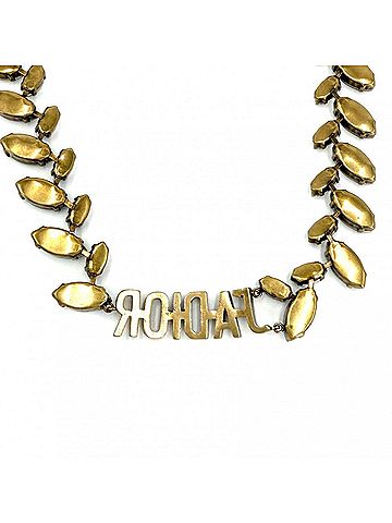 Christian Dior Christian Dior Dior choker for women, J'ADIOR necklace, accessory, with adjustable clasp, rhinestones, antique gold, approximately 36.3g (view 2)