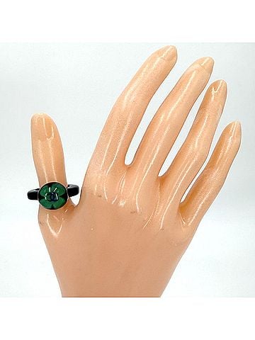 Chanel Chanel women's ring, clover design, Coco Mark, black and green, approximately 3.3g, 2004. (view 2)