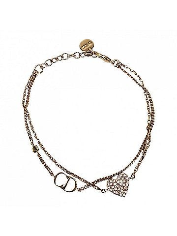 Christian Dior Christian Dior Dior Clair D Lune Double Strand Bracelet for Women, Heart Design, Adjustable, Rhinestone, Pink Gold, Approx. 4.0g (view 1)