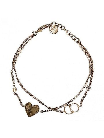 Christian Dior Christian Dior Dior Clair D Lune Double Strand Bracelet for Women, Heart Design, Adjustable, Rhinestone, Pink Gold, Approx. 4.0g (view 2)