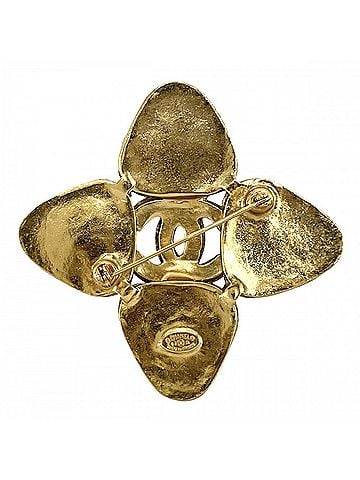Chanel Chanel Brooch for Women, Gripoix Coco Mark, Vintage Accessory, CHANEL GP, Colored Stone, 94A Gold, Red, Approx. 36.2g, 1994 (view 2)