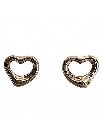 Tiffany & Co. Tiffany &amp; Co. Women's Elsa Peretti Open Heart Stud Earrings, Jewelry, Accessories, 18K Pink Gold (Au750), Approx. 2.8g (view 1)
