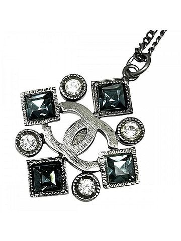 Chanel Chanel Necklace for Women, Coco Mark, Adjustable, Rhinestone, 05P Black, Silver (Dark) Hardware, 2005 (view 1)