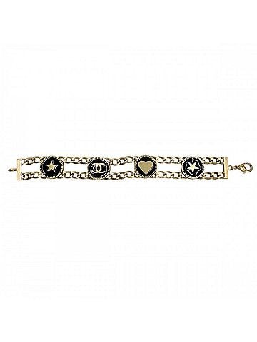 Chanel Chanel bracelet for women, chain design, Coco Mark, heart and star motif, CHANEL GP 01P, black gold, approximately 32.3g, 2001. (view 1)