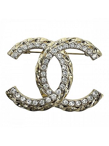 Chanel Chanel Brooch for Women, Coco Mark, Accessory, CHANEL GP Rhinestone, B25C Gold, Approx. 20.3g, 2025 (view 1)