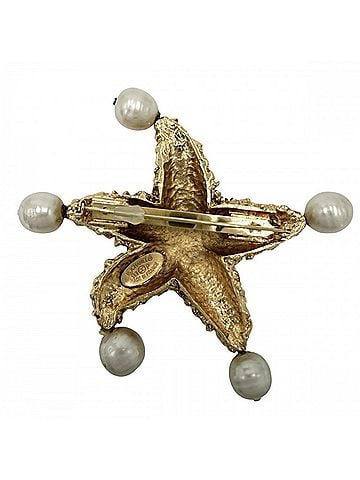 Chanel Chanel Brooch for Women, Starfish Motif, Coco Mark, Vintage, Lava/Magma Design, CHANEL GP, Faux Pearl, 93P, Approx. 47.0g, 1993 (view 2)