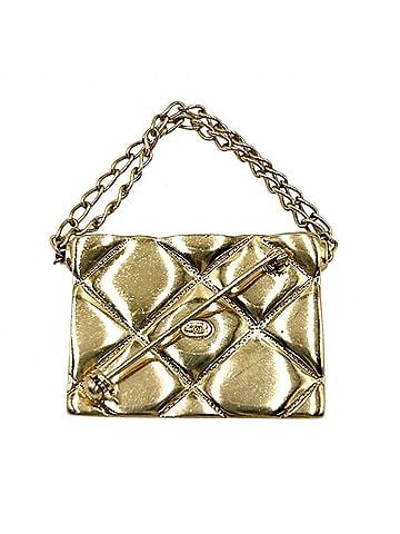Chanel Chanel Brooch for Women, Matelassé Bag Motif, Coco Mark, Gold, Approx. 33.7g, 2002 (view 2)