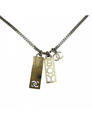 Chanel Chanel Necklace for Women, Coco Mark Boy Plate Accessory, Adjustable Long Necklace, CHANEL GP Rhinestone C22P, Gold, Approx. 43.7g, 2022 (view 2)