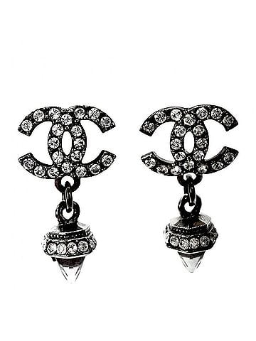 Chanel Chanel Earrings for Women, Coco Mark, Swing Earrings, Rhinestone, Silver, Approx. 5.4g, 2019 (view 1)