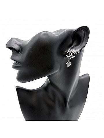 Chanel Chanel Earrings for Women, Coco Mark, Swing Earrings, Rhinestone, Silver, Approx. 5.4g, 2019 (view 2)