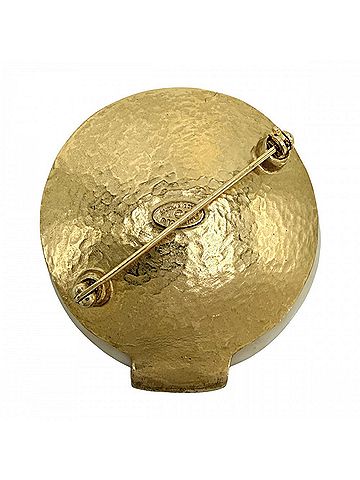 Chanel Chanel Brooch for Women, Stone Coco Mark, Vintage Round, CHANEL GP 96P Gold, Approx. 31.8g, 1996 (view 2)