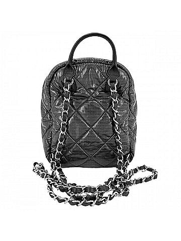 Chanel Chanel Women's Matelassé Backpack, Coco Neige, Chain Shoulder Strap, Glitter Mark, Nylon, Gray, Silver Hardware (view 2)